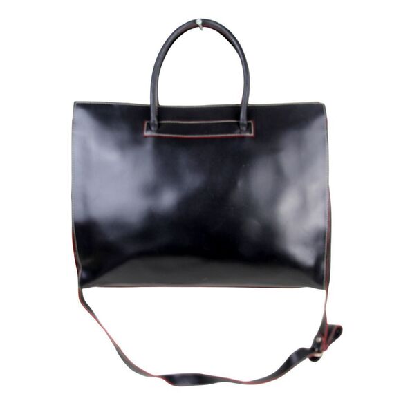 LODIS BLACK RED TRIM GENUINE LEATHER LAPTOP BUSINESS TOTE ORGANIZER SHOULDER BAG - Picture 5 of 16